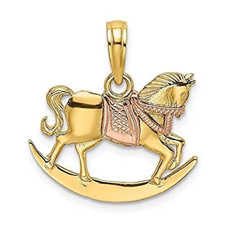 Jewels By Lux 14k ローズとホワイト ツートーン ゴールド ロッキングホース 2Dサドルペンダント