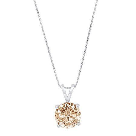 2.55カラット ブリリアントラウンドカット ブラウン シャンパン 理想的 キュービックジルコニア VVS1 D ソリティア ペンダント ネックレス 2.55カラット ブリリアントラウンドカット ブラウン シャンパン 理想的