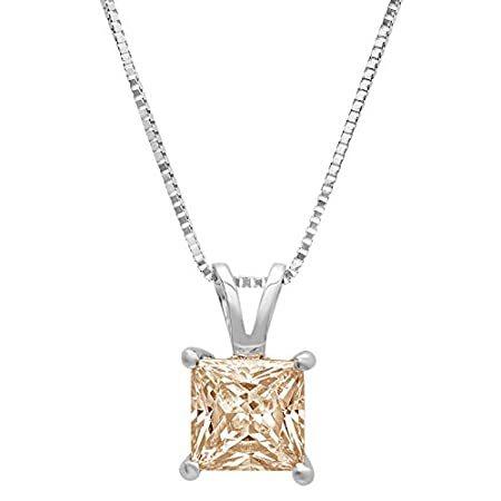Clara Pucci 1.0カラット ブリリアントプリンセスカット 美しい本物のブラウンシャンパン模造ダイヤモンド CZ 理想的なVVS1 D ソリ : Clara Pucci 1.0カラット クッションカット ソリティア