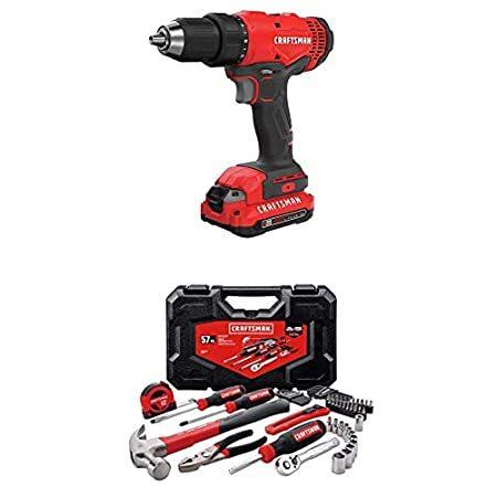 CRAFTSMAN V20 Cordless Drill Driver Kit with Mechanics Tools Kit Socket Set