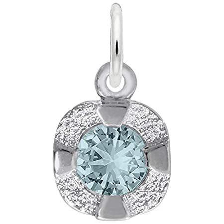 Rembrandt Charms プチ誕生石 - 3月チャームペンダント ゴールドまたはスターリングシルバー製