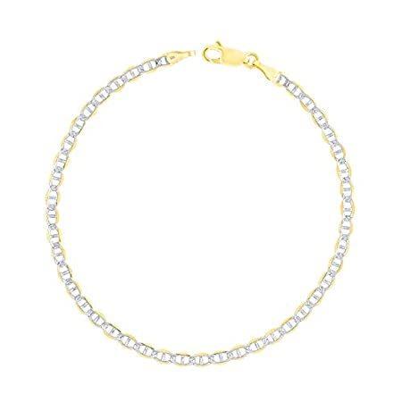 激安通販 Solid 3mm Gold Yellow 10k Nuragold Mariner Tw Cut Diamond Chain Link Anchor ブレスレット