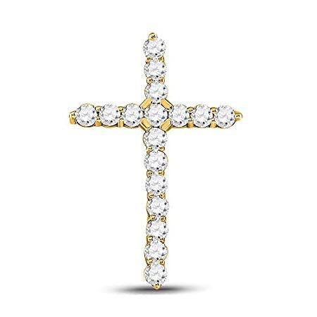 品質が完璧 Jewels By Cttw 1/2 Pendant Cross Diamond Round Womens Gold Yellow 14kt Lux ネックレス、ペンダント