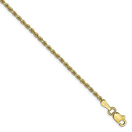 Solid 10k Yellow Gold 1.75mm Diamond-Cut Rope Foot Chain Ankle