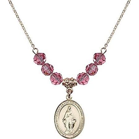 Bonyak Jewelry 18 Inch Hamilton Gold Plated Necklace w/ 6mm Rose Pink Octob