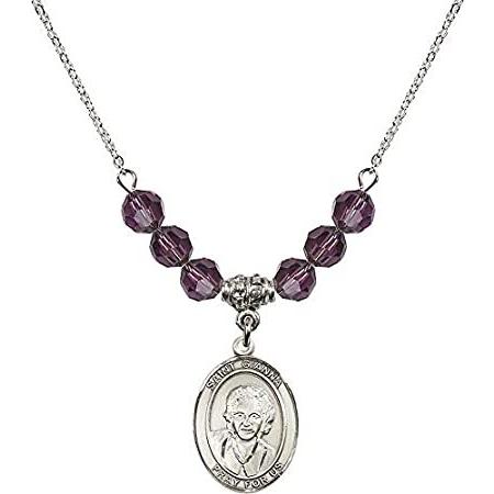 Bonyak Jewelry 18 Inch Rhodium Plated Necklace w/ 6mm Purple February Birth
