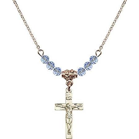 Bonyak Jewelry 18 Inch Hamilton Gold Plated Necklace w/ 4mm Light Blue Sept