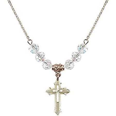 Bonyak Jewelry 18 Inch Hamilton Gold Plated Necklace w/ 6mm White April Bir