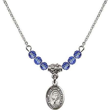 Bonyak Jewelry 18 Inch Rhodium Plated Necklace w/ 4mm Blue September Birth