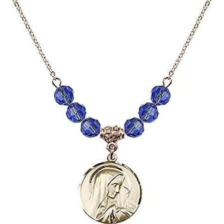 Bonyak Jewelry 18 Inch Hamilton Gold Plated Necklace w/ 6mm Blue September