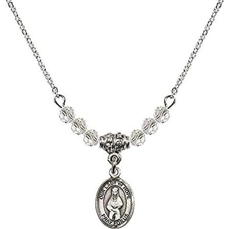 Bonyak Jewelry 18 Inch Rhodium Plated Necklace w/ 4mm White April Birth Mon