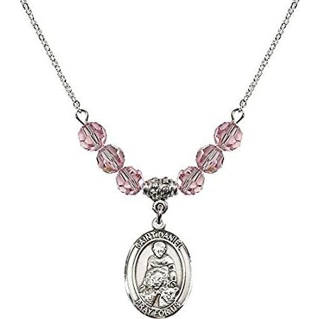 Bonyak Jewelry 18 Inch Rhodium Plated Necklace w/ 6mm Light Rose Pink Octob