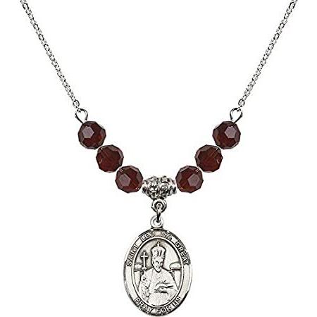 Bonyak Jewelry 18 Inch Rhodium Plated Necklace w/ 6mm Red January Birth Mon