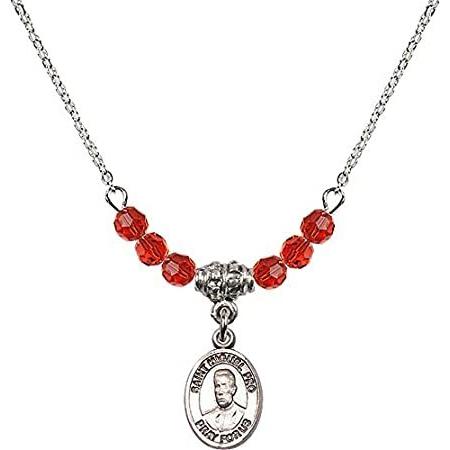 Bonyak Jewelry 18 Inch Rhodium Plated Necklace w/ 4mm Red July Birth Month Bonyak Jewelry 18 Inch Rhodium Plated Necklace w⁄ 6mm Red January