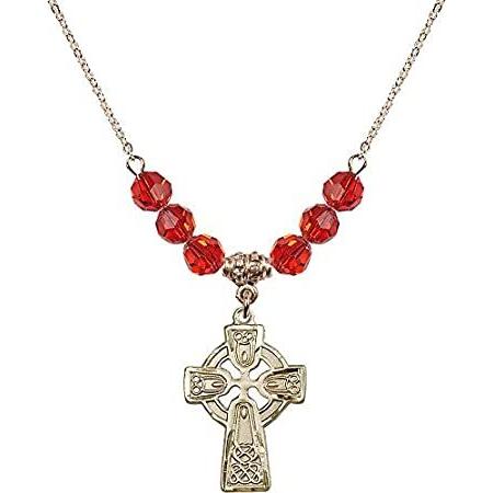 Bonyak Jewelry 18 Inch Hamilton Gold Plated Necklace w/ 6mm Red July Birth