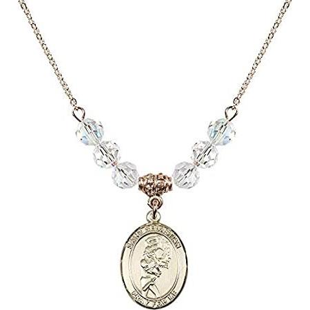 Bonyak Jewelry 18 Inch Hamilton Gold Plated Necklace w/ 6mm White April Bir