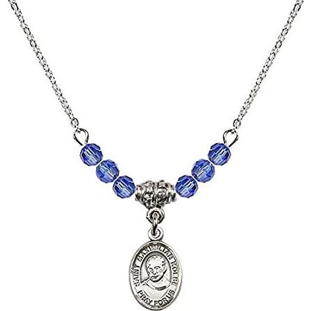 Bonyak Jewelry 18 Inch Rhodium Plated Necklace w/ 4mm Blue September Birth