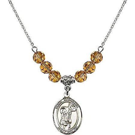 Bonyak Jewelry 18 Inch Rhodium Plated Necklace w/ 6mm Yellow November Birth