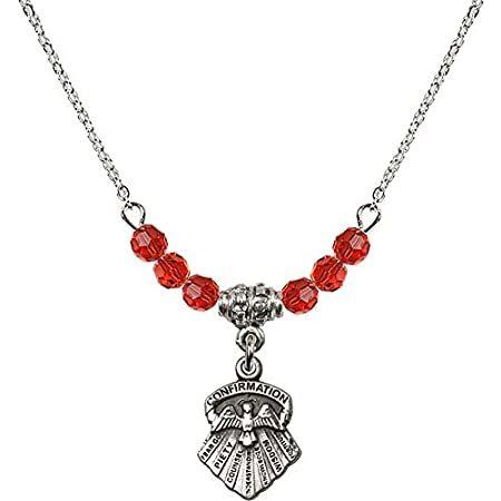 Bonyak Jewelry 18 Inch Rhodium Plated Necklace w/ 4mm Red July Birth Month