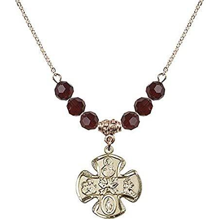 Bonyak Jewelry 18 Inch Hamilton Gold Plated Necklace w/ 6mm Red January Bir