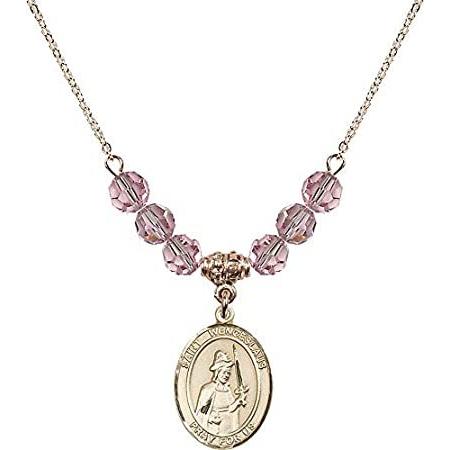 Bonyak Jewelry 18 Inch Hamilton Gold Plated Necklace w/ 6mm Light Rose Pink