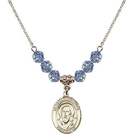 Bonyak Jewelry 18 Inch Hamilton Gold Plated Necklace w/ 6mm Light Blue Sept