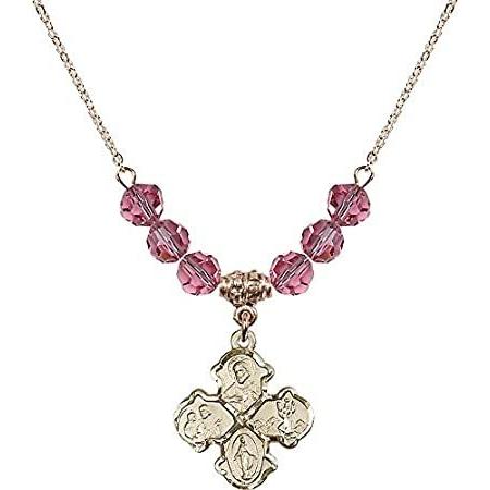 Bonyak Jewelry 18 Inch Hamilton Gold Plated Necklace w/ 6mm Rose Pink Octob