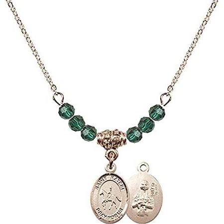 Bonyak Jewelry 18 Inch Hamilton Gold Plated Necklace w/ 4mm Green May Birth