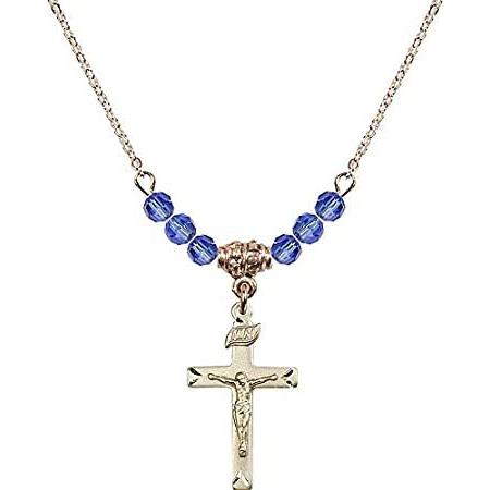 Bonyak Jewelry 18 Inch Hamilton Gold Plated Necklace w/ 4mm Blue September