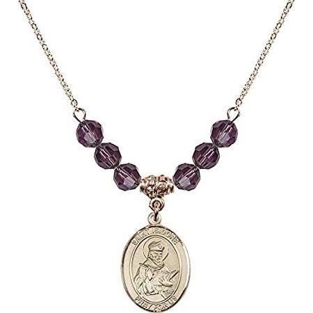 Bonyak Jewelry 18 Inch Hamilton Gold Plated Necklace w/ 6mm Purple February