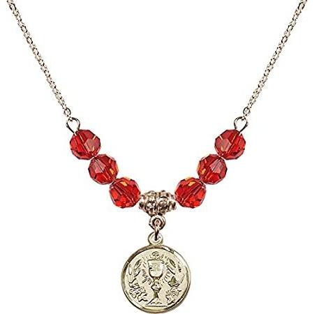 Bonyak Jewelry 18 Inch Hamilton Gold Plated Necklace w/ 6mm Red July Birth