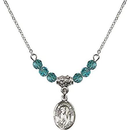 Bonyak Jewelry 18 Inch Rhodium Plated Necklace w/ 4mm Blue December Birth M