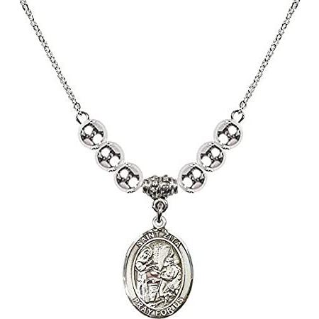 Bonyak Jewelry 18 Inch Rhodium Plated Necklace w/ 6mm Sterling Silver Beads