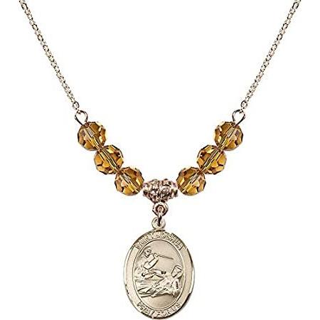 Bonyak Jewelry 18 Inch Hamilton Gold Plated Necklace w/ 6mm Yellow November