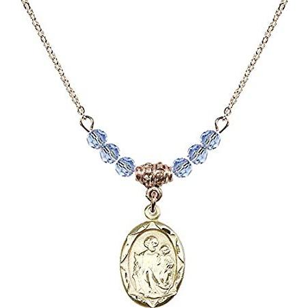 Bonyak Jewelry 18 Inch Hamilton Gold Plated Necklace w/ 4mm Light Blue Sept