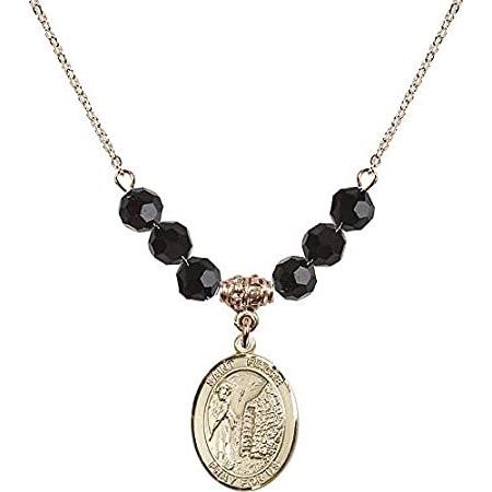 Bonyak Jewelry 18 Inch Hamilton Gold Plated Necklace w/ 6mm Jet Birth Month