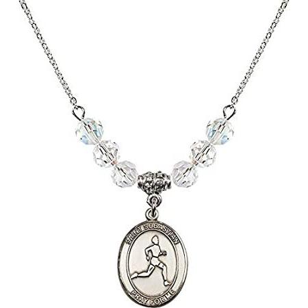 Bonyak Jewelry 18 Inch Rhodium Plated Necklace w/ 6mm White April Birth Mon