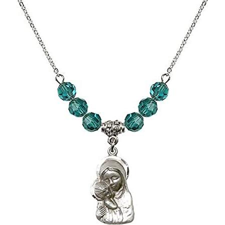 Bonyak Jewelry 18 Inch Rhodium Plated Necklace w/ 6mm Blue December Birth M