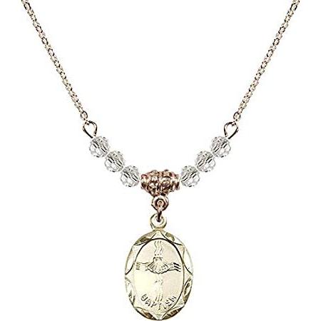 Bonyak Jewelry 18 Inch Hamilton Gold Plated Necklace w/ 4mm White April Bir