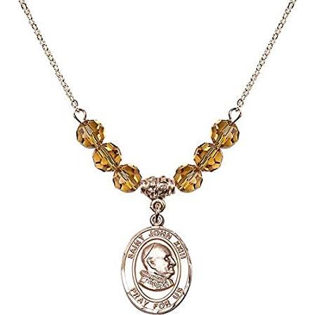 Bonyak Jewelry 18 Inch Hamilton Gold Plated Necklace w/ 6mm Yellow November