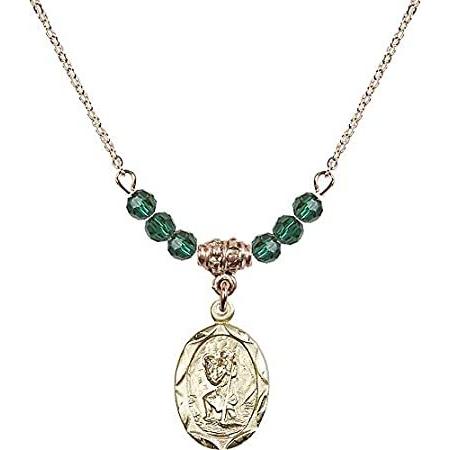 Bonyak Jewelry 18 Inch Hamilton Gold Plated Necklace w/ 4mm Green May Birth