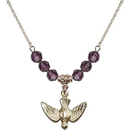 Bonyak Jewelry 18 Inch Hamilton Gold Plated Necklace w/ 6mm Purple February
