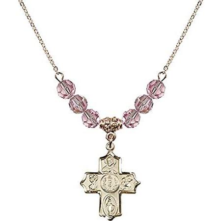 Bonyak Jewelry 18 Inch Hamilton Gold Plated Necklace w/ 6mm Light Rose Pink