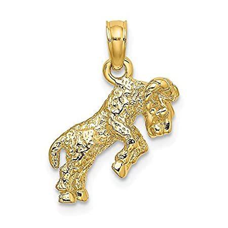 14K Yellow Gold 3-D Aries Zodiac Pendant