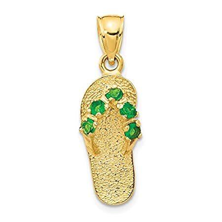 14K Yellow Gold May/Synthetic CZ Simulated Birthstone Flip Flop Pendant｜pennylane2022