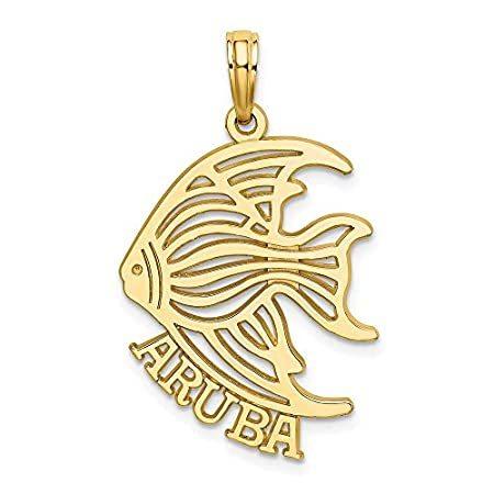 14K Yellow Gold Polished & Cut-Out Aruba Under Angelfish Pendant