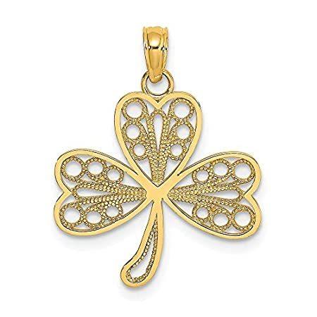 14K Yellow Gold Filigree 3-Leaf Clover Pendant