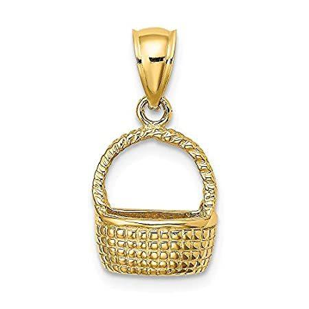 14K Yellow Gold 2-D Flat Back Basket Pendant