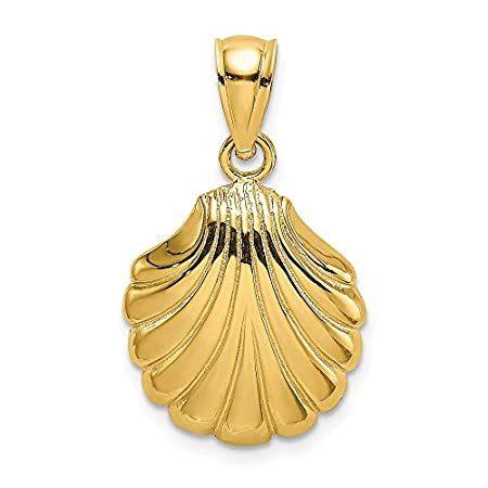 14K Yellow Gold Polished 2-D Scallop Shell Pendant