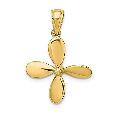 14K Yellow Gold 3-D w/ 4 Blades Propeller Pendant K7749